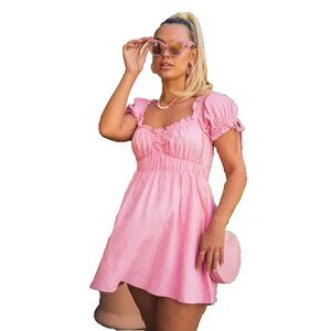 Show Me Your Mumu Nikki Mini Dress Women Size L Pink Linen Blend